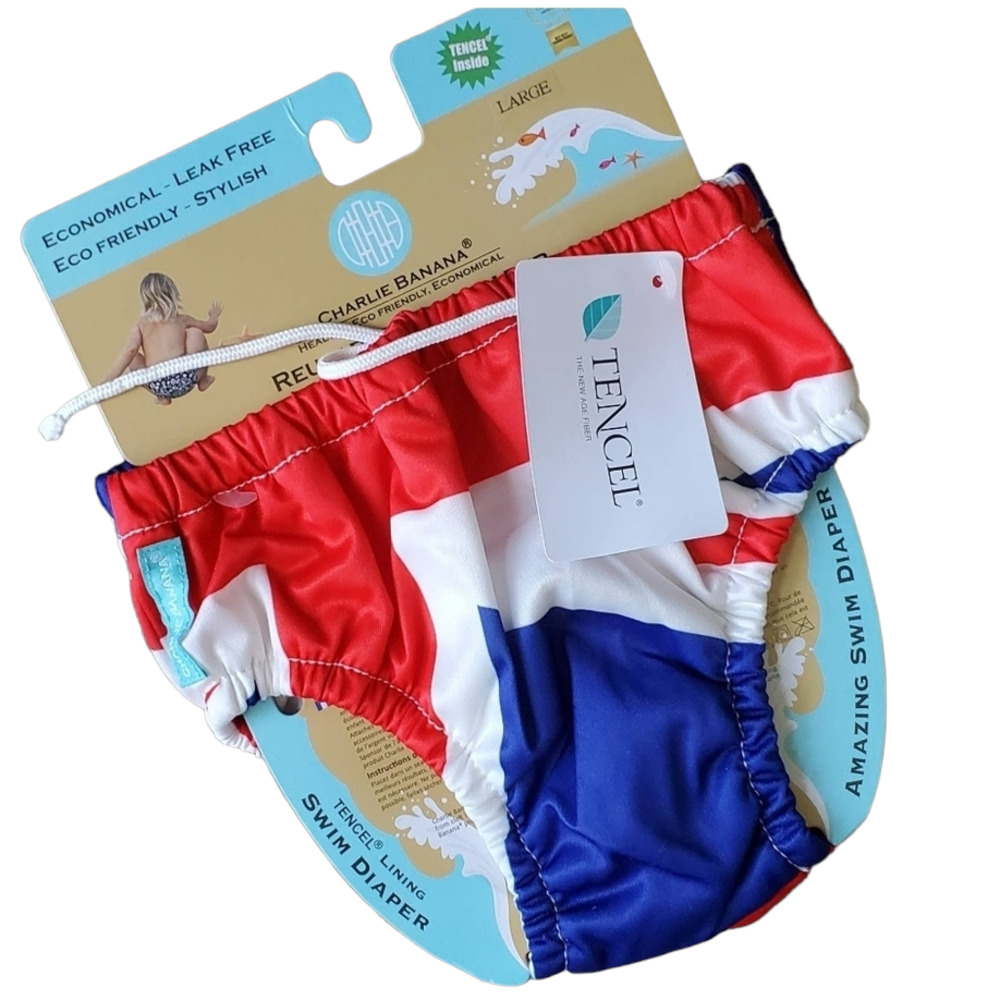 NWT Charlie Banana Union Jack Swim Diaper (L)